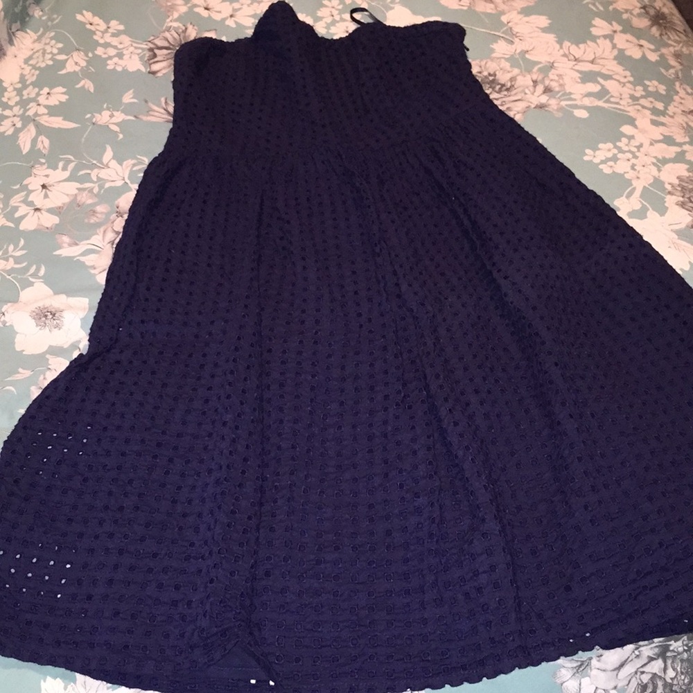 Blue eyelet strapless dress